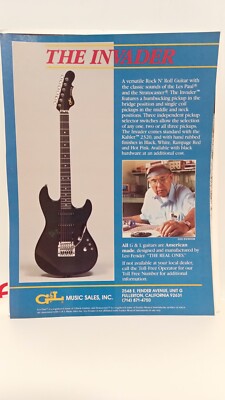 LEO FENDER G&L GUITARS THE INVADER ORIGINAL AD.  1984  - PRINT AD.  x1.