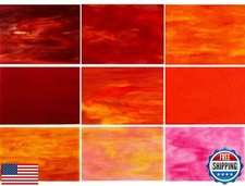 PALJOLLY 9 Pack Red Stained Glass Sheets, 4 x 6 Inch Mosaic Supplies Flame Co