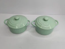 2 Martha Stewart Mini Stoneware Dutch Ovens/ Casserole With Lids