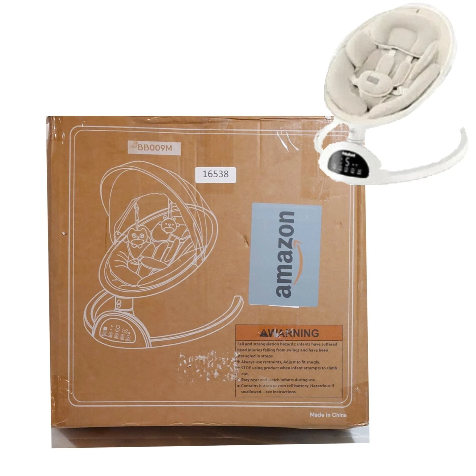 Baby Swing w/ Music Speaker And 5 Speeds Beige Inside/Outside BABYBOND BBOM9M
