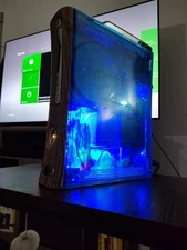 Custom Xbox 360 FISH TANK Jasper V2 Blue Ghost Case Talismoon Whisper Fans Clean