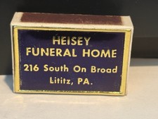 Vintage Heisy Funeral Home Lititz Pennsylvania Advertising Matchbox