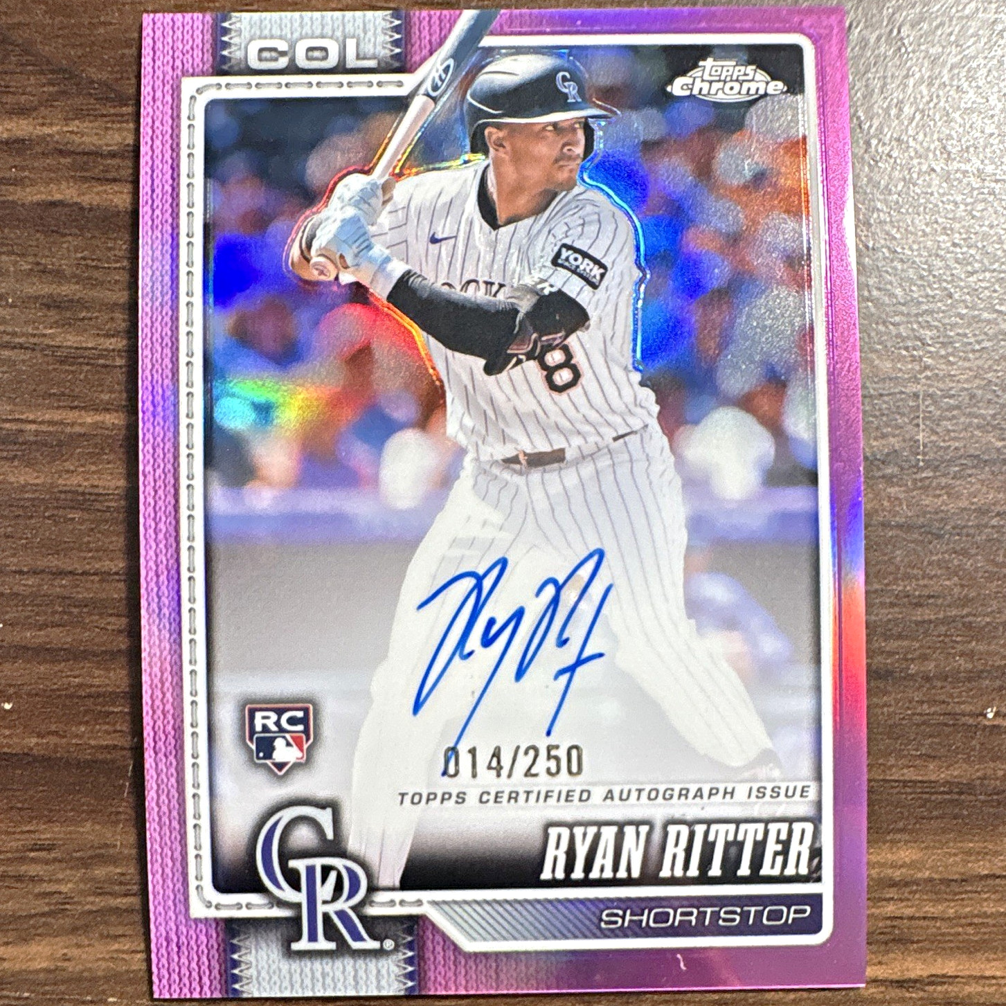Topps Chrome 2026 Ryan Ritter Rookie Autographs RA-RRI Purple /250 Auto Rockies