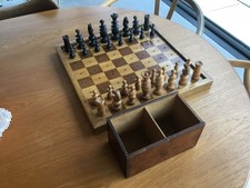 Set scacchi vintage - grande scacchiera 41 cm in rovere con pezzi in legno - 10 cm re