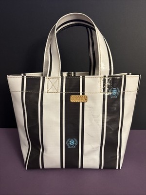 Consuela Grab N Go Hand Bag Tote Purse Hand Bag Striped Black White Vintage Rare