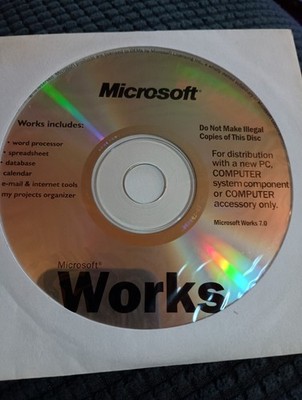 Microsoft Works CD 8.5 + 7.0 Works 2 disc No Product Key
