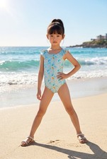 NWT Disney Store Blue Mickey  Minnie Mouse Swimsuit Girls UPF 50  Size 11/12