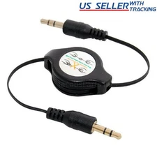 5x Retractable 3.5mm 1/8" Aux Auxiliary Male Audio Cable (5-Pack)
