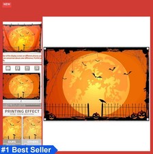 Halloween Photo Backdrop 7x5ft Orange Full Moon Night Photography Background