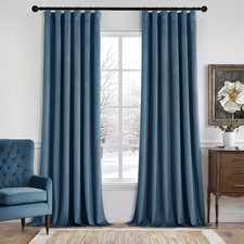 MIULEE Velvet Curtains 96 Inches Long 2 50"W x 96"L Pack of 2 , Stone Blue