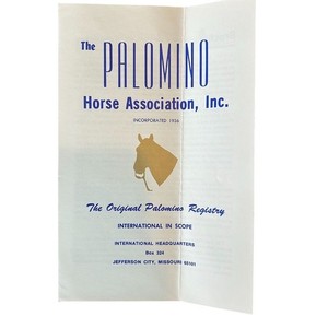 Vintage Palomino Horse Association Original Registry Pamphlet