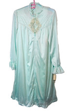 GOSSARD ARTEMIS Aqua Set Robe  Nightgown Gown Knee Length Nylon Lace Sz M 7292