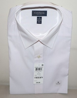 club pin collar dress shirt LUKE - Blue Subtle Stripe 60s Medium Men's Club Collar Dress Shirt