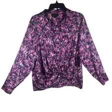 Bold Elements Blouse Floral Print Long Sleeve Button Down Knot Front Size XL NEW