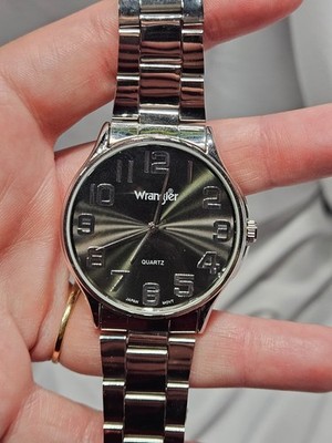 Wrangler Quartz Watch Stainless Steel Back Japan Movement Black Dial w Box Works