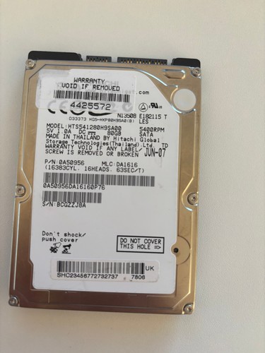 HTS541280H9SA00 0A50956 MLC: DA1616 THAILAND JUN-07