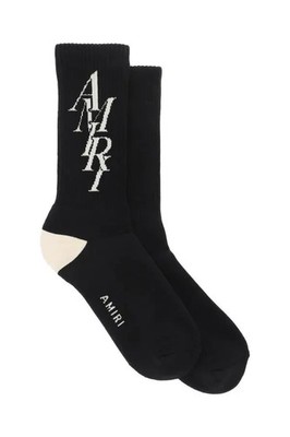 AMIRI Black & White STACKED LOGO Socks 43-44 (size 10-11) New | eBay