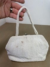 Vintage White Bead Purse Handbag Clutch Bag Made In Japan Richere