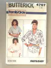 1980's Butterick Misses' Shirt Pattern 4707 Size L-XL UNCUT
