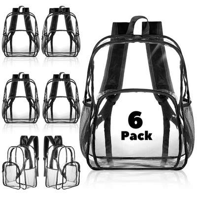 6 Pcs Clear Backpack bulk for Stadium Events Heavy Duty PVC Transparent Bookb...