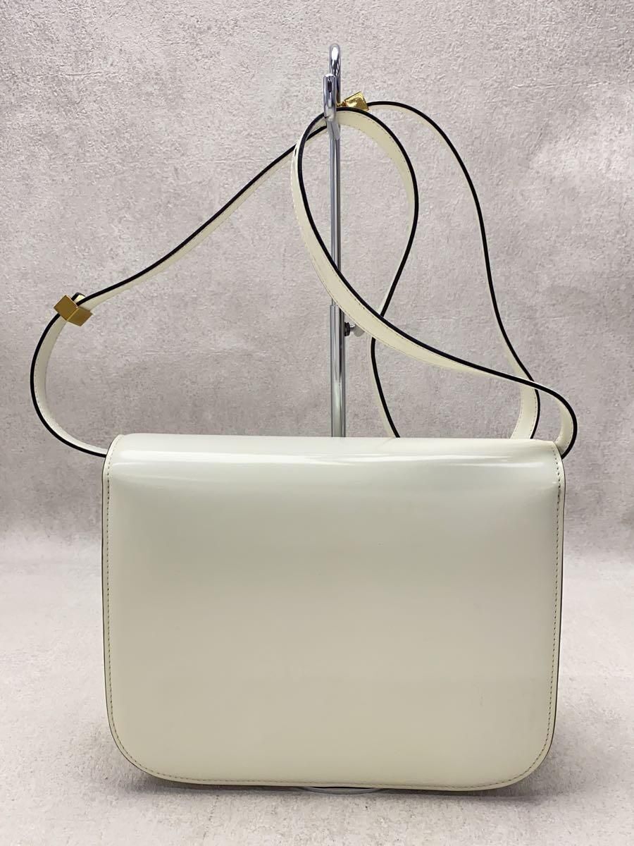 CELINE Shoulder Bag Classic Box Enamel White Slightly Stain CELINE Shoulder Bag Classic Box Enamel White Slightly Stain