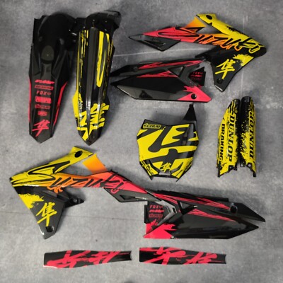 Kunststoff + Grafik RM Restyle Suzuki RM125 RM250 2004-2008 montierte Aufkleber
