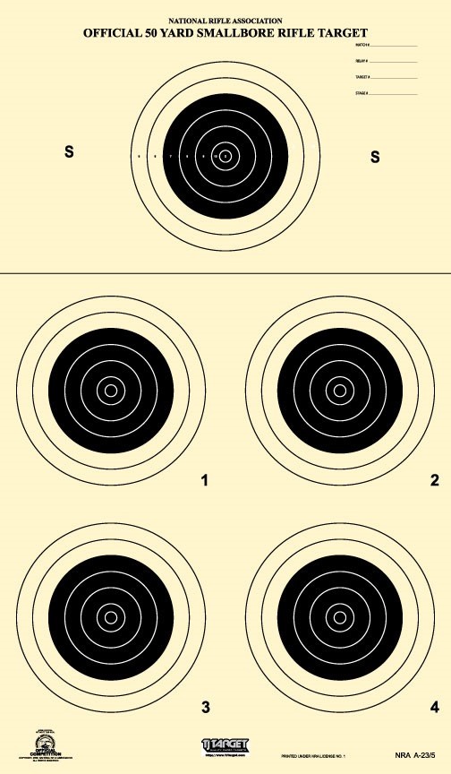 A-23/5 NRA Official 50 Yard Smallbore Rifle Target, on Tagboard (100 ...