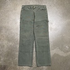 Vintage 70s Double Knee Big Smith Workwear Pants Talon Zipper Olive Green