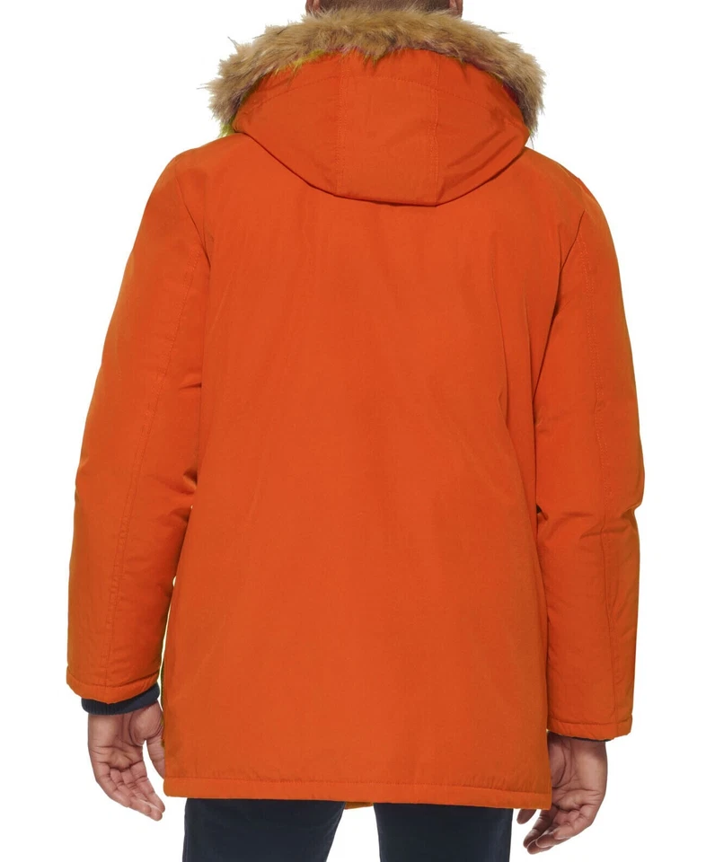 NUEVA Chaqueta con Capucha Parka de Piel Sintética Club Room Para Hombre 2XL Naranja Cremallera Completa Precio de venta sugerido por el fabricante $250 Foto 2 de 2