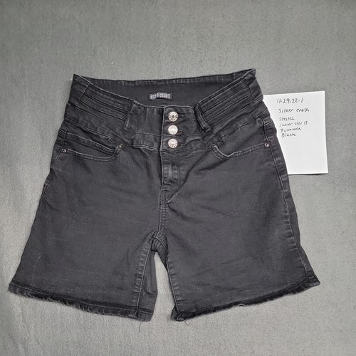 Silver Crush Bermuda Shorts Junior Größe 13 schwarz Stretch Denim - Bild 1 von 10