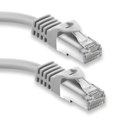 0,25m RJ45 Patchkabel mit CAT7 Rohkabel - S/FTP Netzwerkkabel LAN DSL Kabel grau