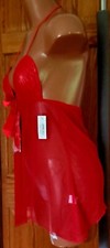 NWT Red Mesh Halter Style SY6512 Babydoll Panty Set L / XL