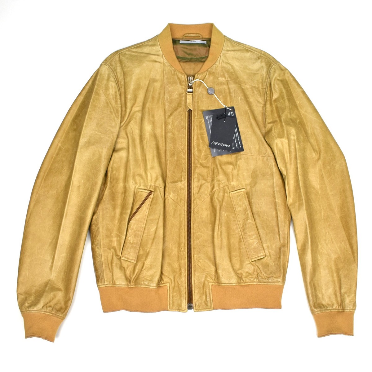 NWT $4.5K Yves Saint Laurent YSL Distressed Leather Bomber Jacket