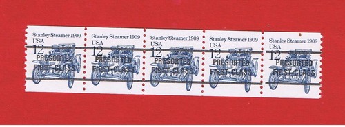 #2132a  MNH OG  coil strip of 5  Stanley Steamer   Free S/H - 第 1/1 張圖片