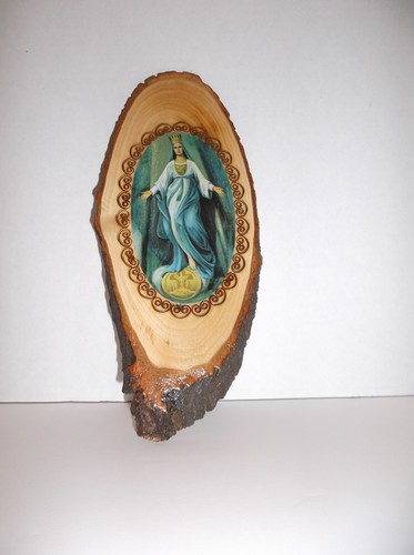 Icono Oriental BENDITA VIRGEN MARÍA Arte en Rebanada de Leña Hecho en Polonia - Imagen 4 de 10