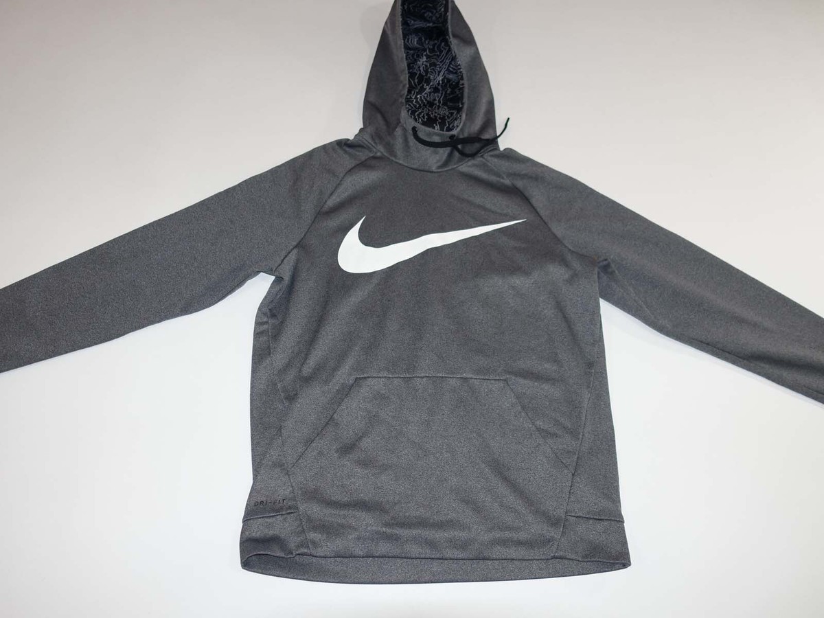 Nike Men's Dri-Fit Hoodie Sweatshirt Size Medium Gray Swoosh