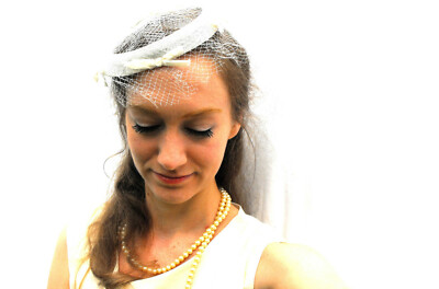 1940s Bridal Birdcage Veil Fascinator Pillbox Wedding Ring Hat