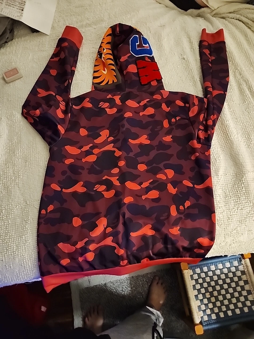 A BATHING APE (BAPE) Felpa con cappuccio zip intera A Bathing Ape BAPE rosa viola mimetica testa di squalo taglia large