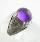 Vintage Sterling Silver Amethyst and Two Color Rhinestone Accent Ring Size 7.25