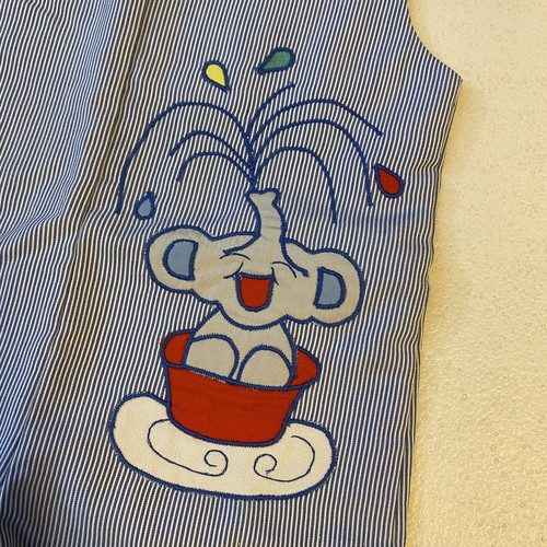 Vintage Shortalls Elephant Embroidered Romper Birthday Outfit Size 12 months - Picture 5 of 7