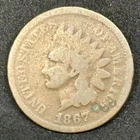 1867/67 Indian Head Cent, Good G Condition, Tougher Overdate Coin!