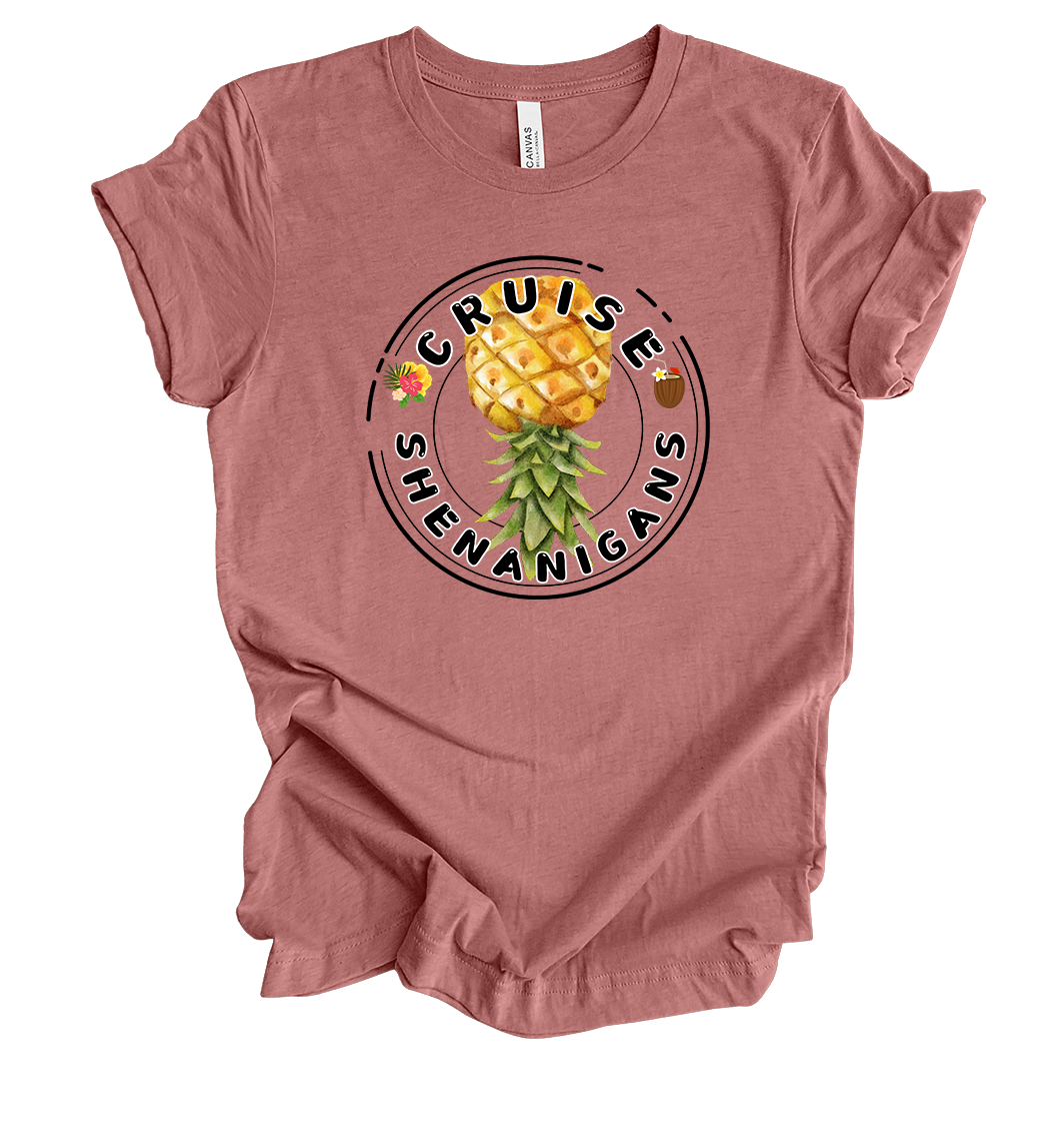 Womens Funny Cruise Shenanigans Upside Down Pineapple Circle Ladies Short