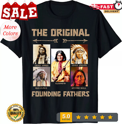 【oan】American Origin Short Sleeve T-shirt The Original Founding Fathers Native American Unisex T-Shirt