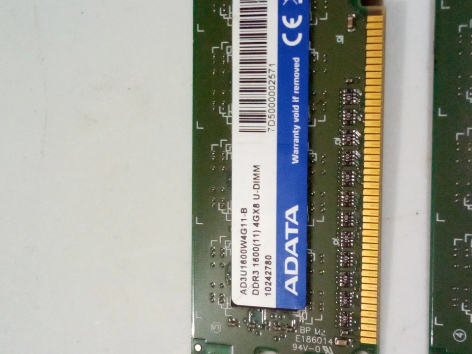 ADATA 8GB (2x4GB) DDR3 AD3U1600W4G11-B 1600(11) 4GX8 U-DIMM #R617 - Image 3 of 4