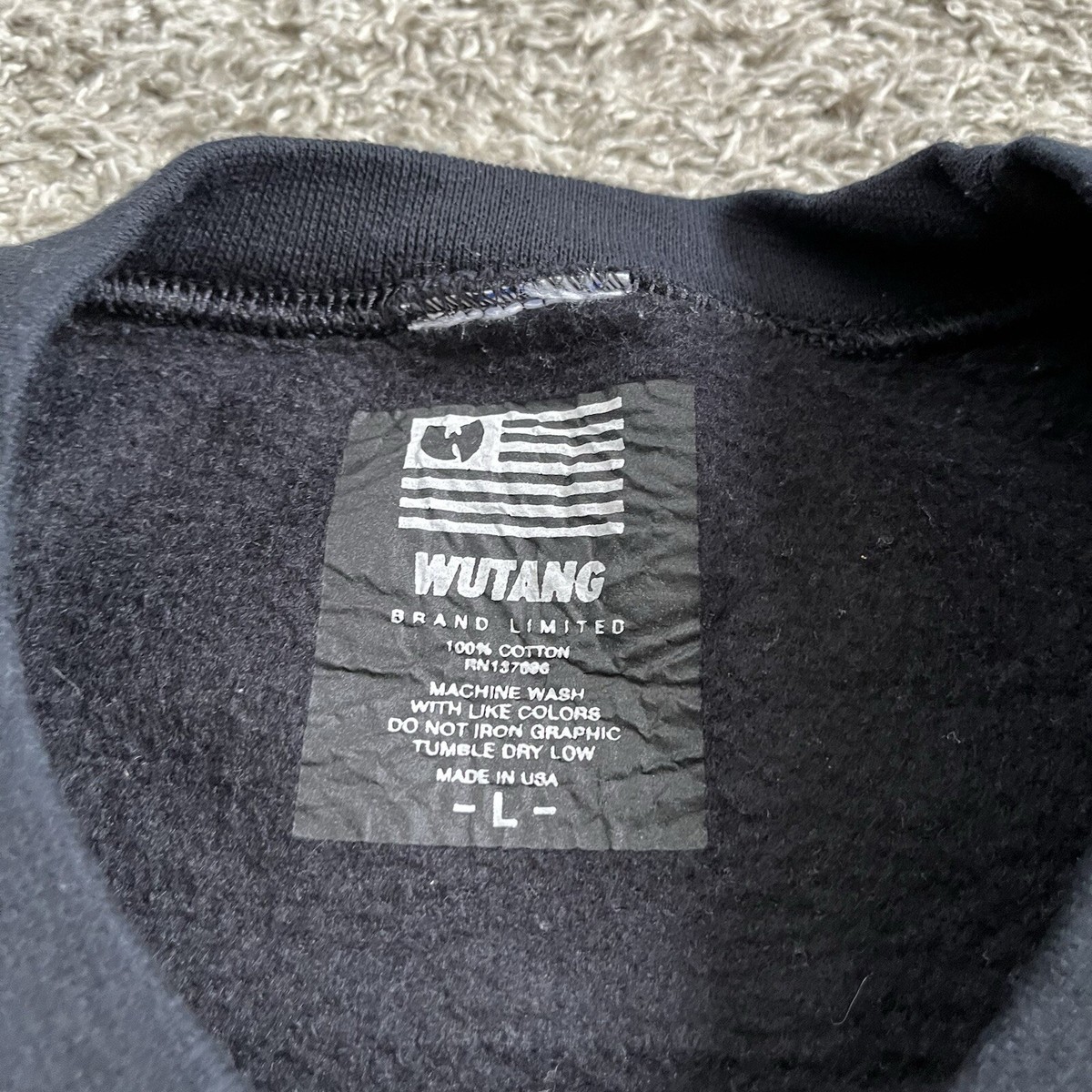 🔴Wu-Tang Crewneck Size Large WuTang Sweater Black Yellow