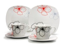 CreaTable Kaffeeservice TROPICAL FLOWERS 18-tlg aus Porzellan