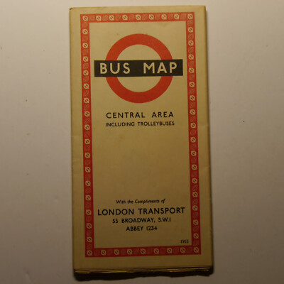 London Transport Bus Karte Central Area inkl. Trolleybusse 1955 Ref 1154