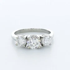 1.88ct E/VS2 Round Natural Certified Diamonds Platinum Classic Three-Stone Ring