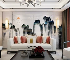 3D Ink Art Mountain K11534 Wallpaper Mural Self-adhesive Removable Sticker Kay