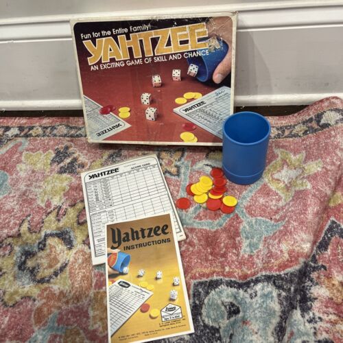 1980 Yahtzee Game Replacement Dice Cup Dice Chips And Instructions. Vintage 80s